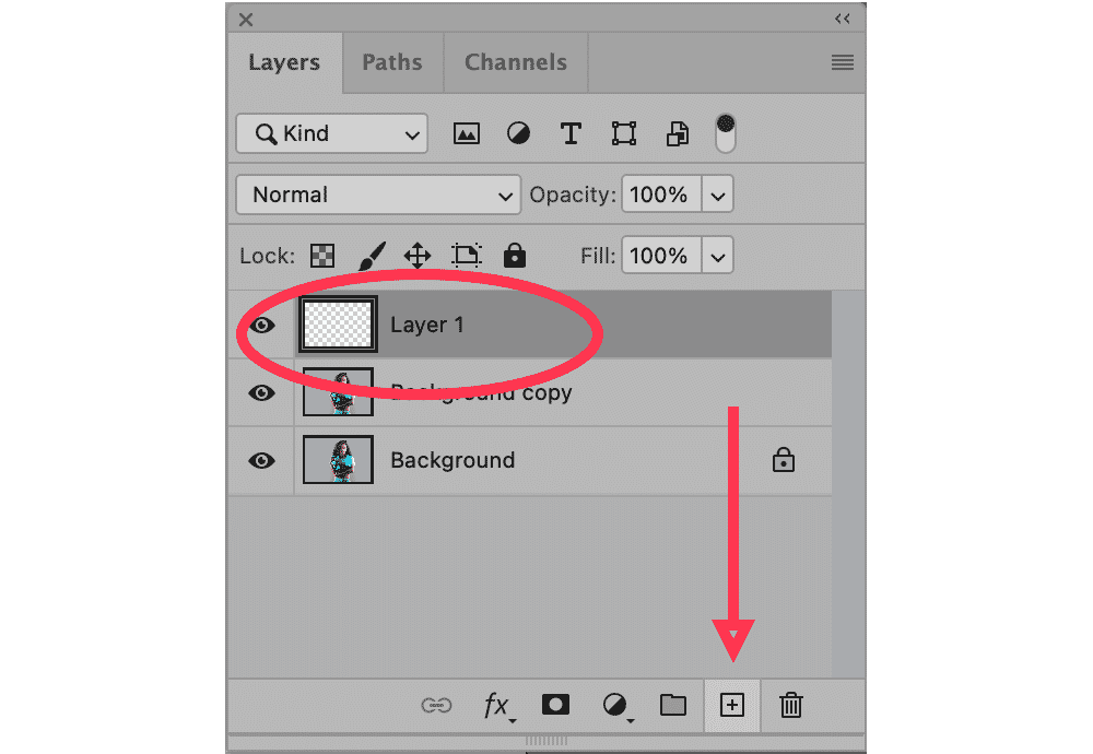 Photoshop Layers panel with new high-contrast layer created for background removal.