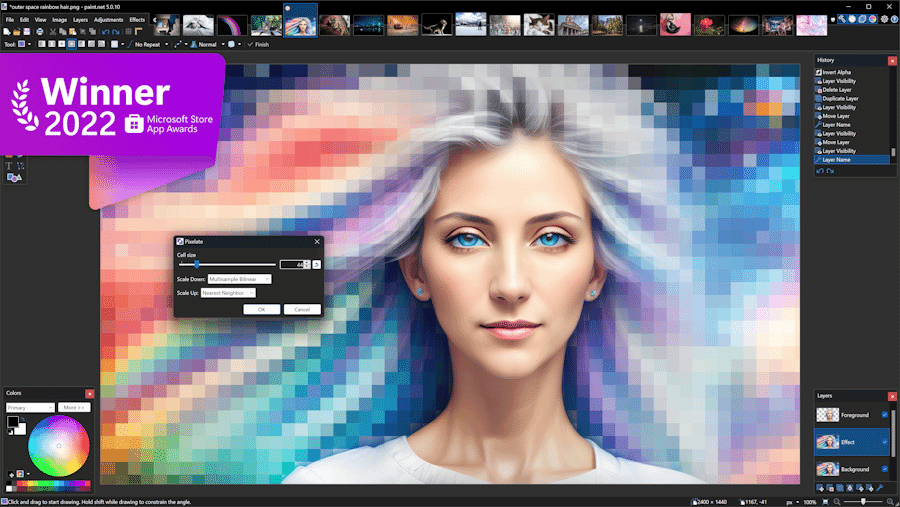 paint.NET interface showing sketching and design tools for creating illustrations