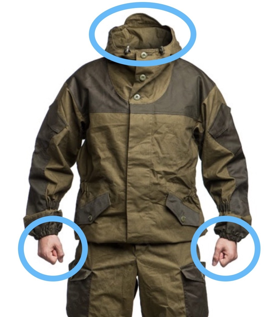 Product image showing Photoshop fail with headless jacket and floating hands, highlighting editing oversight.