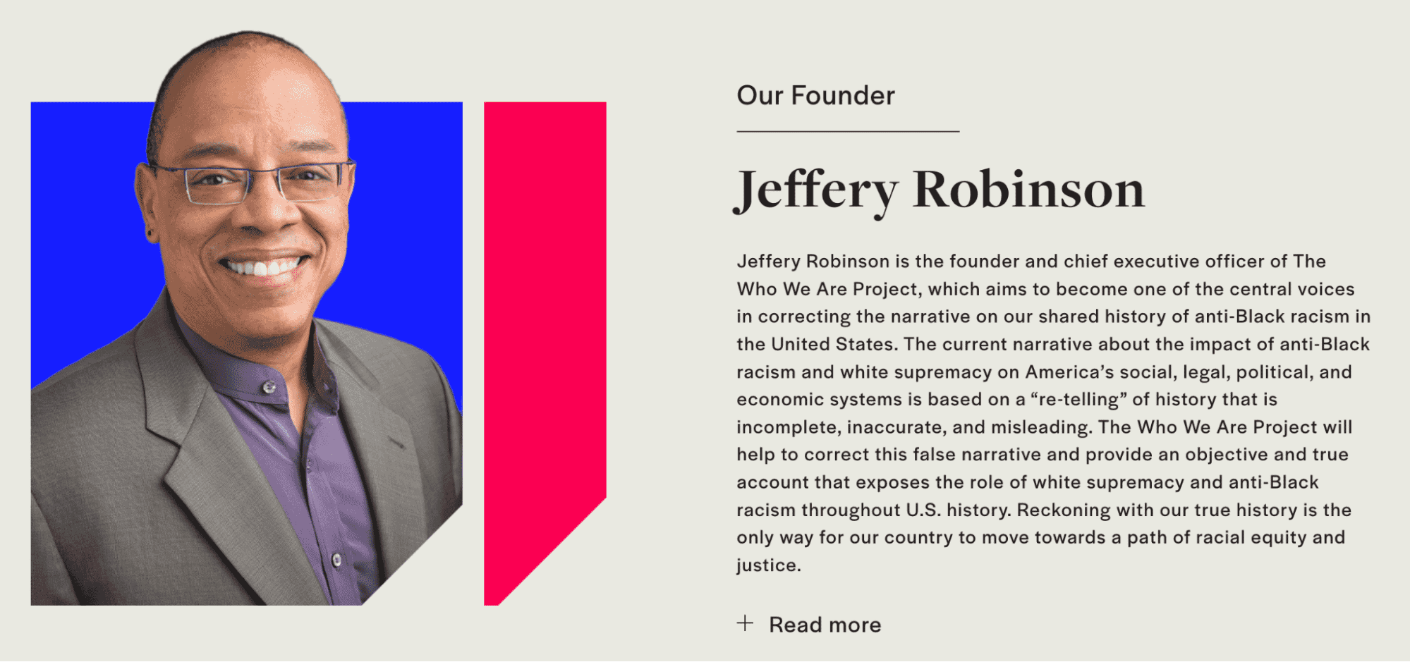 Professional headshot of a founder with isolated background for use on an “about us” page