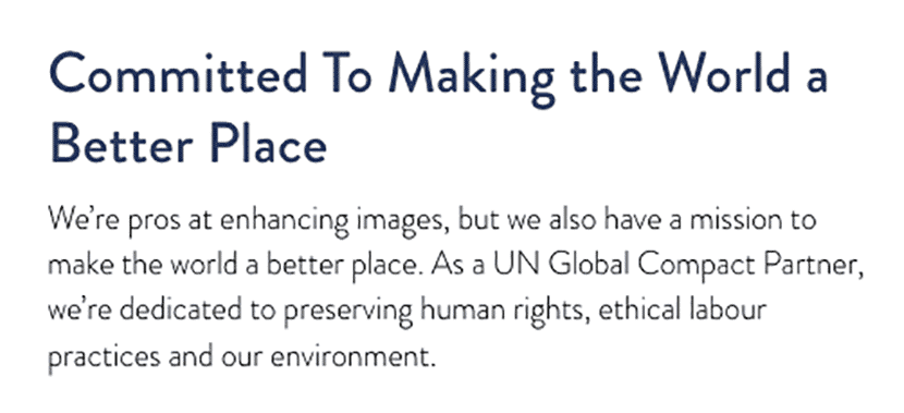 A screenshot of UN Global Compact for reference