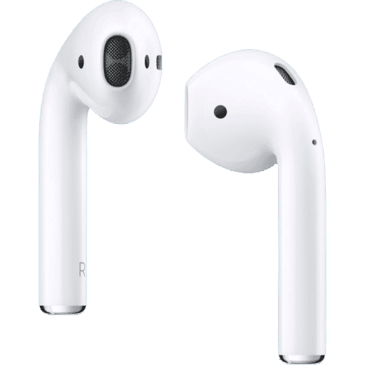 White wireless earbuds with background removed for a clean, professional look. Edited.