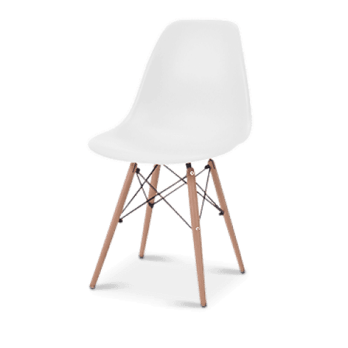 White modern chair with realistic shadow effects to enhance depth and visual appeal. Edited.